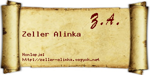 Zeller Alinka névjegykártya